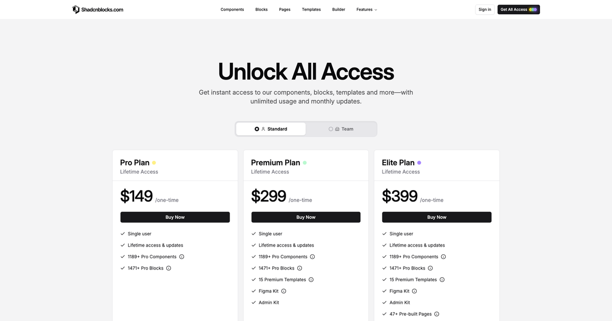 Shadcnblocks shadcn/ui blocks and components library