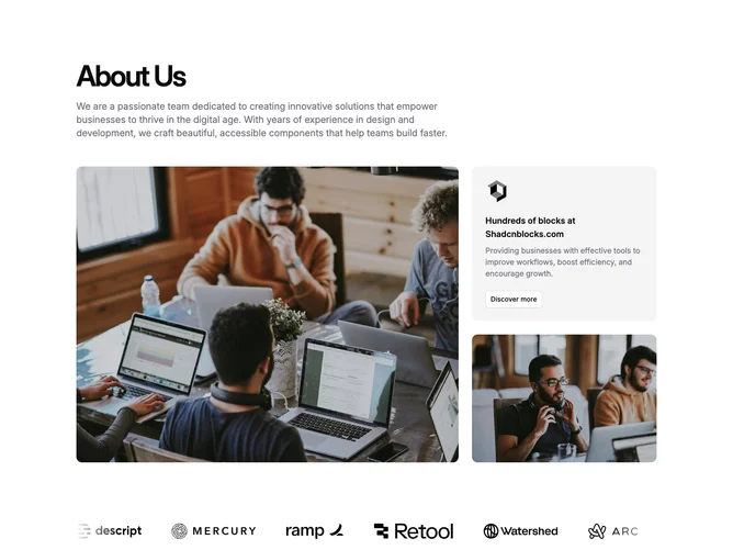 Shadcn About 3 - Company Profile with Achievements
