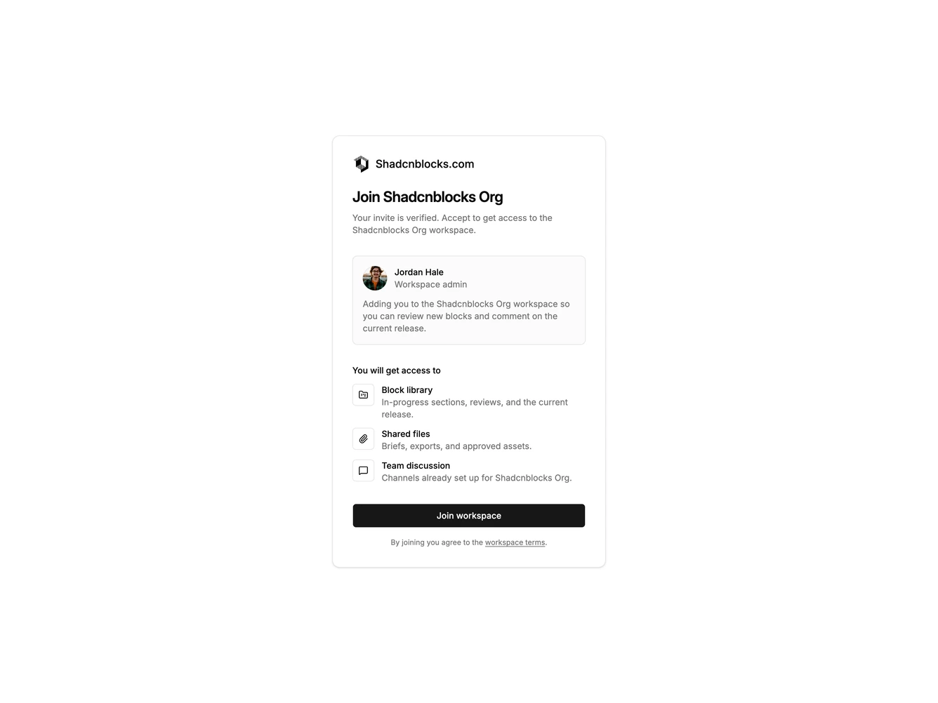 Shadcn Accept Invite 4 block
