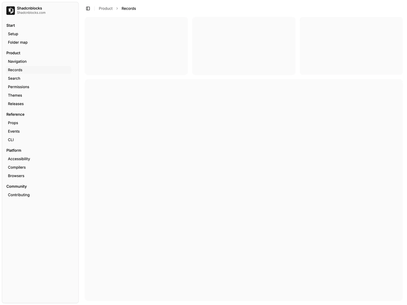 Shadcn Application Shell 15 block