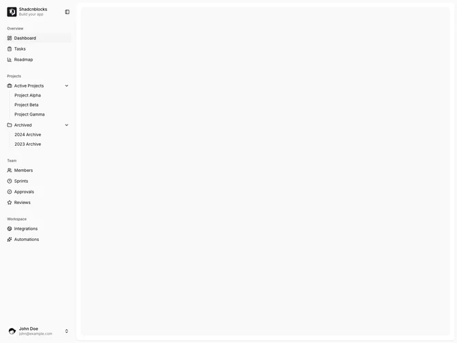 Shadcn Application Shell 2 - Inset Sidebar with Icon Collapse