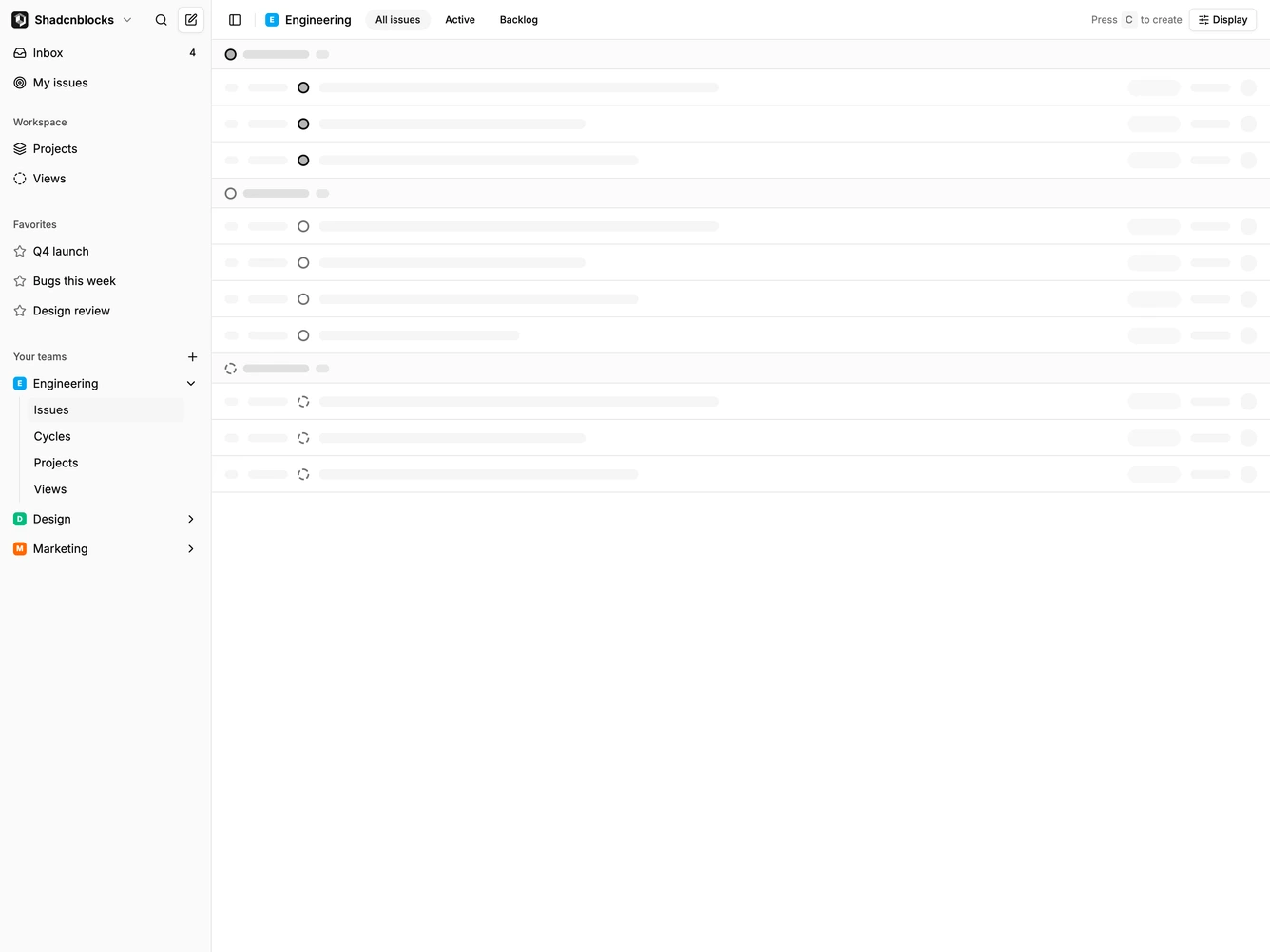 Shadcn Application Shell 23 block