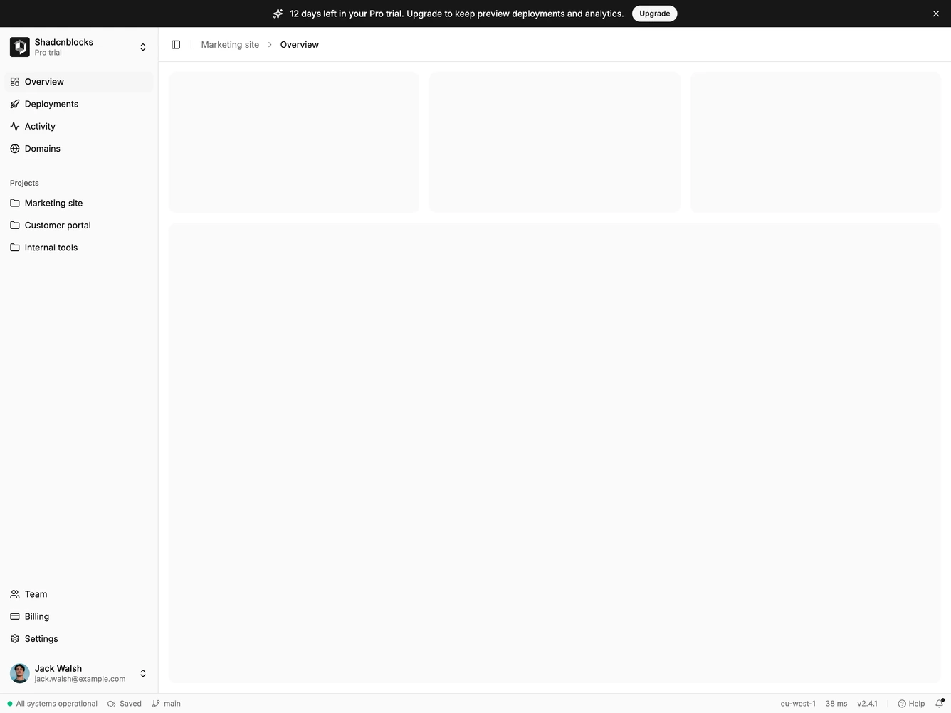 Shadcn Application Shell 29 block