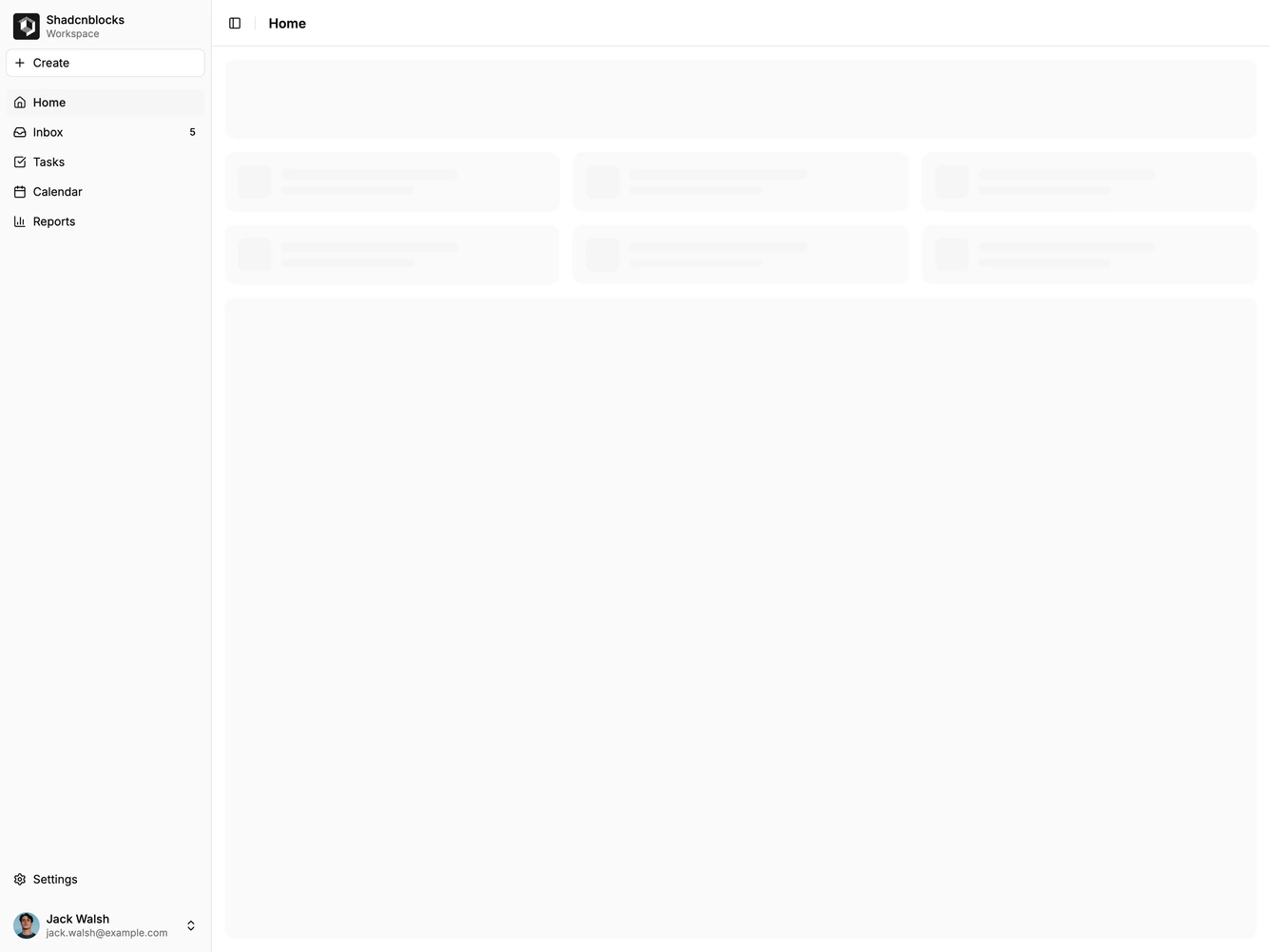 Shadcn Application Shell 30 block