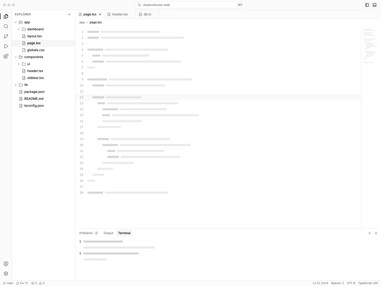 Shadcn Application Shell 48 block