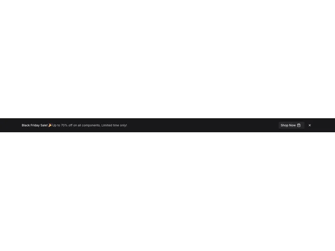 Shadcn Banner 3 - Primary promo banner with shop button