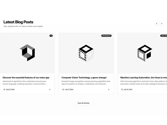 Shadcn Blog 21 - Blog carousel with card slides and controls