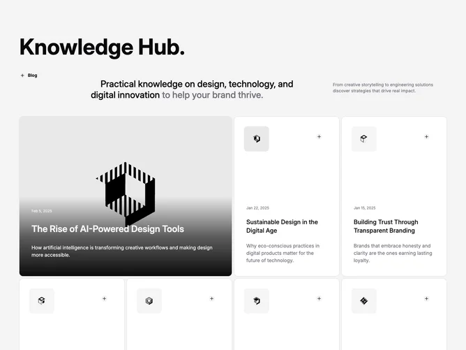 Shadcn Blog 31 - Animated blog grid with featured post
