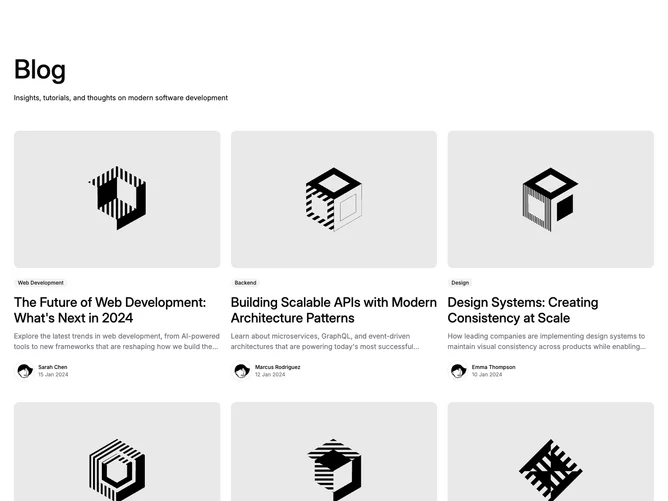 Shadcn Blog 5 - Large blog grid with nine posts