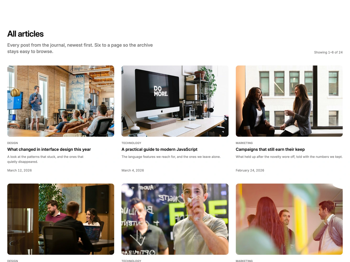 Shadcn Blog 96 - Paginated blog post grid