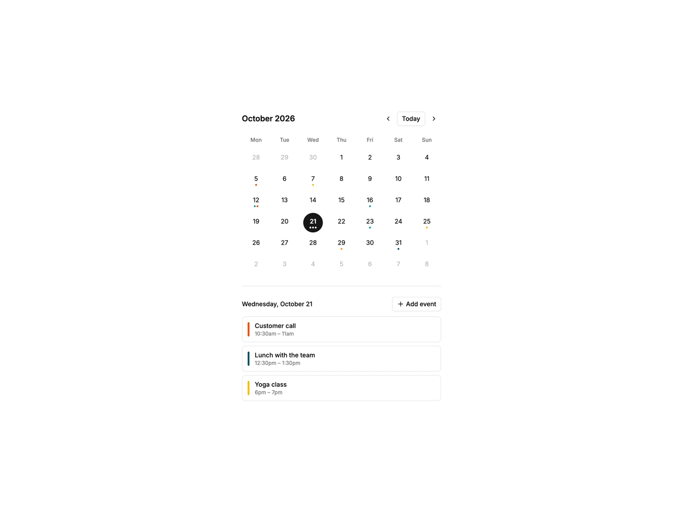 Shadcn Calendar 3 block