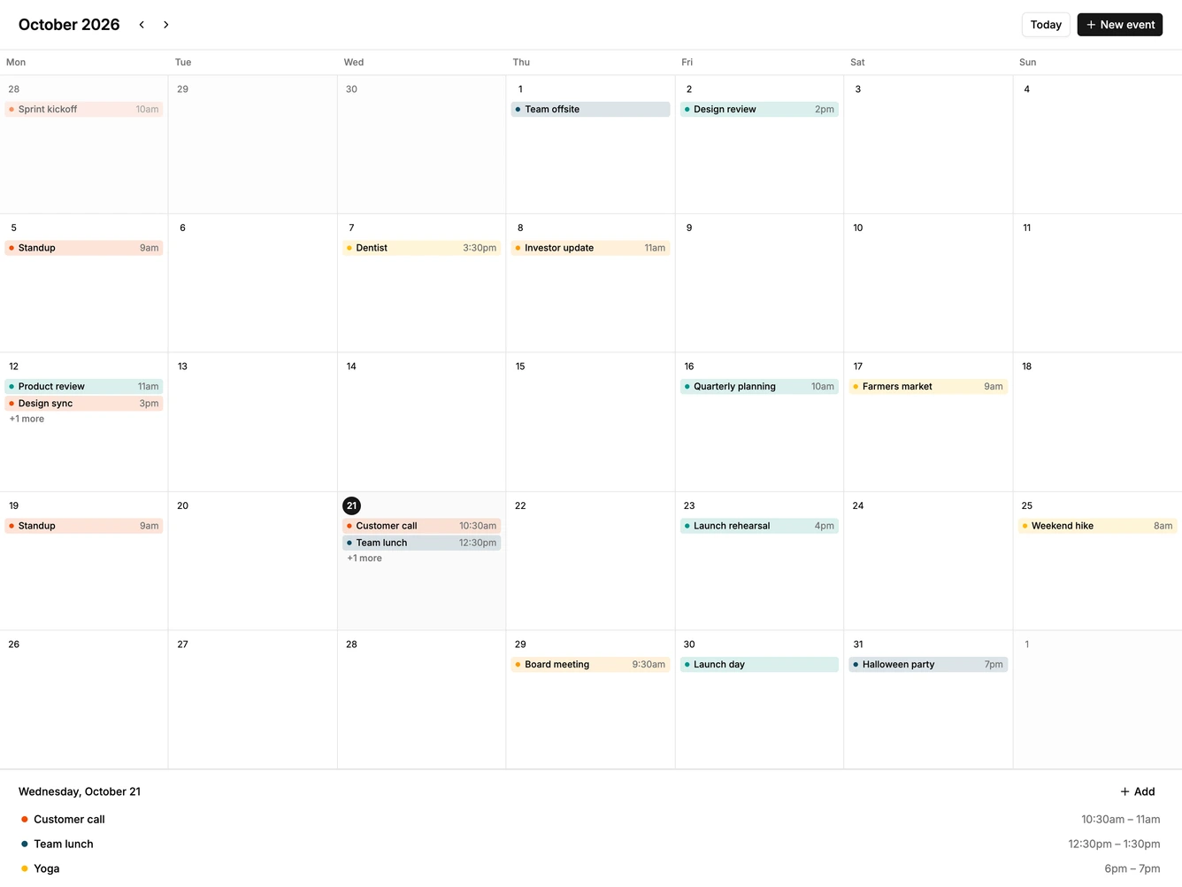 Shadcn Calendar 4 block