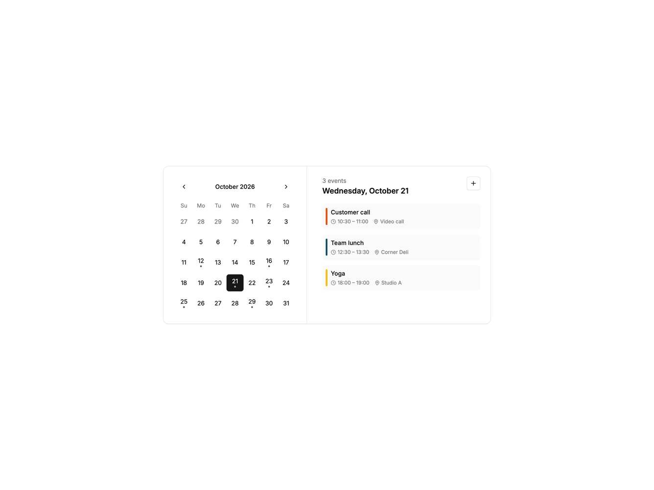 Shadcn Calendar 5 block