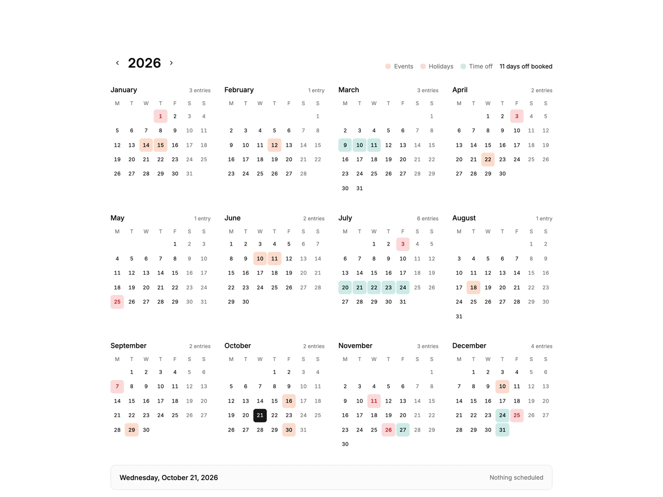 Shadcn Calendar 6 block