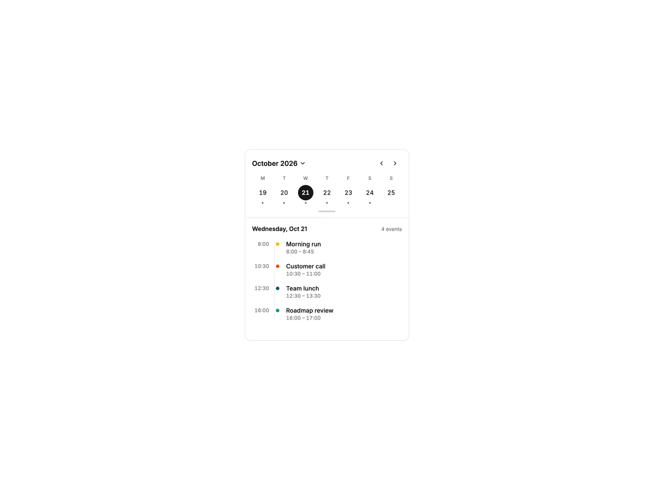 Shadcn Calendar 7 block