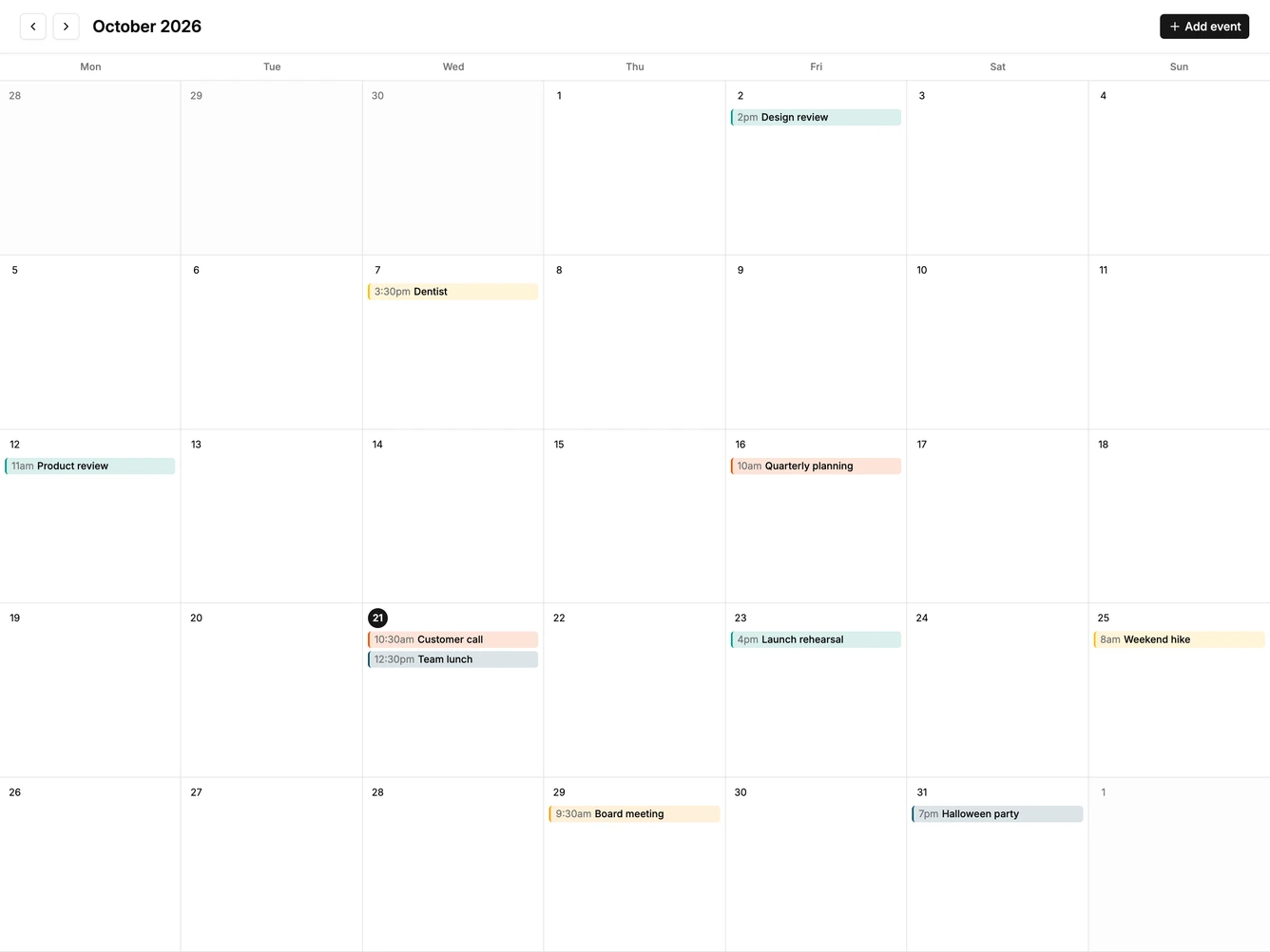 Shadcn Calendar 8 block