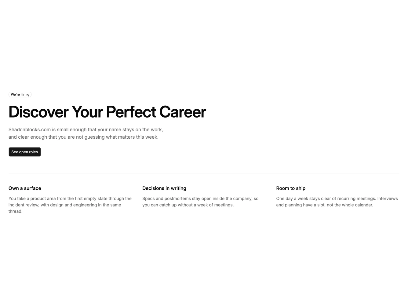 Shadcn Careers Intro Blocks
