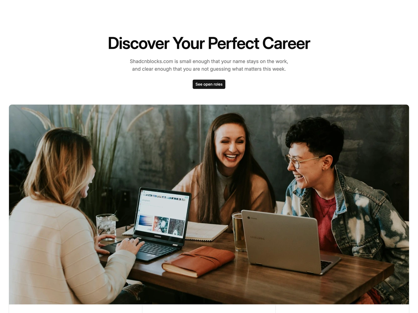 Shadcn Careers Intro 3 - Centered company intro over a photograph