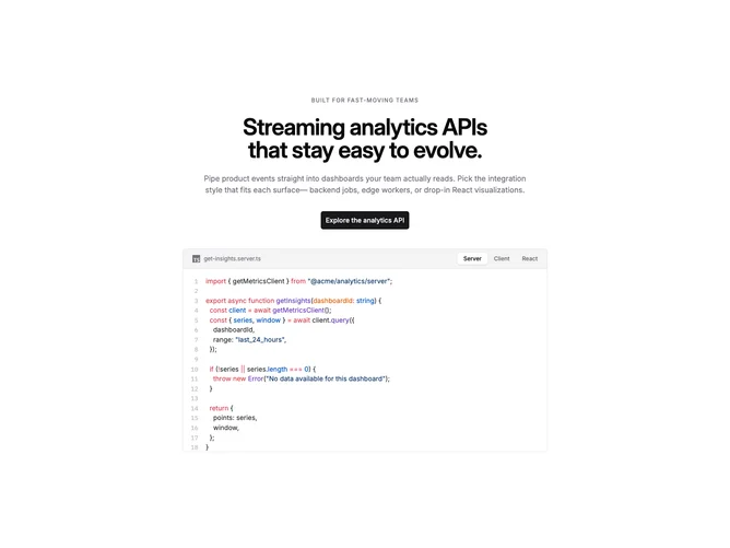 Shadcn Code Example 16 - Analytics Snippet Modes