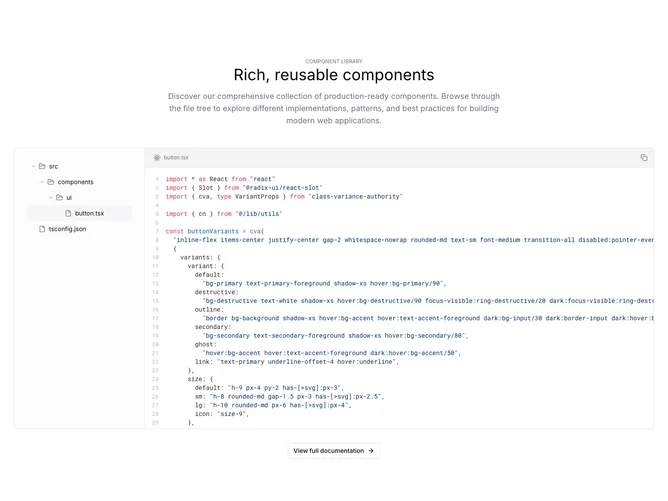 Shadcn Code Example 4 - File tree with selectable code preview