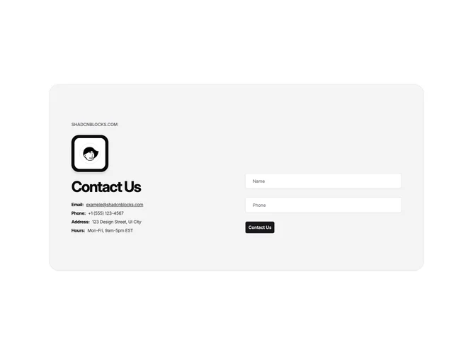 Shadcn Contact 14 - Card with avatar and quick form