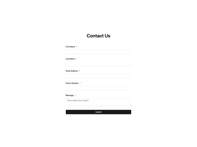Shadcn Contact Form Single Blocks