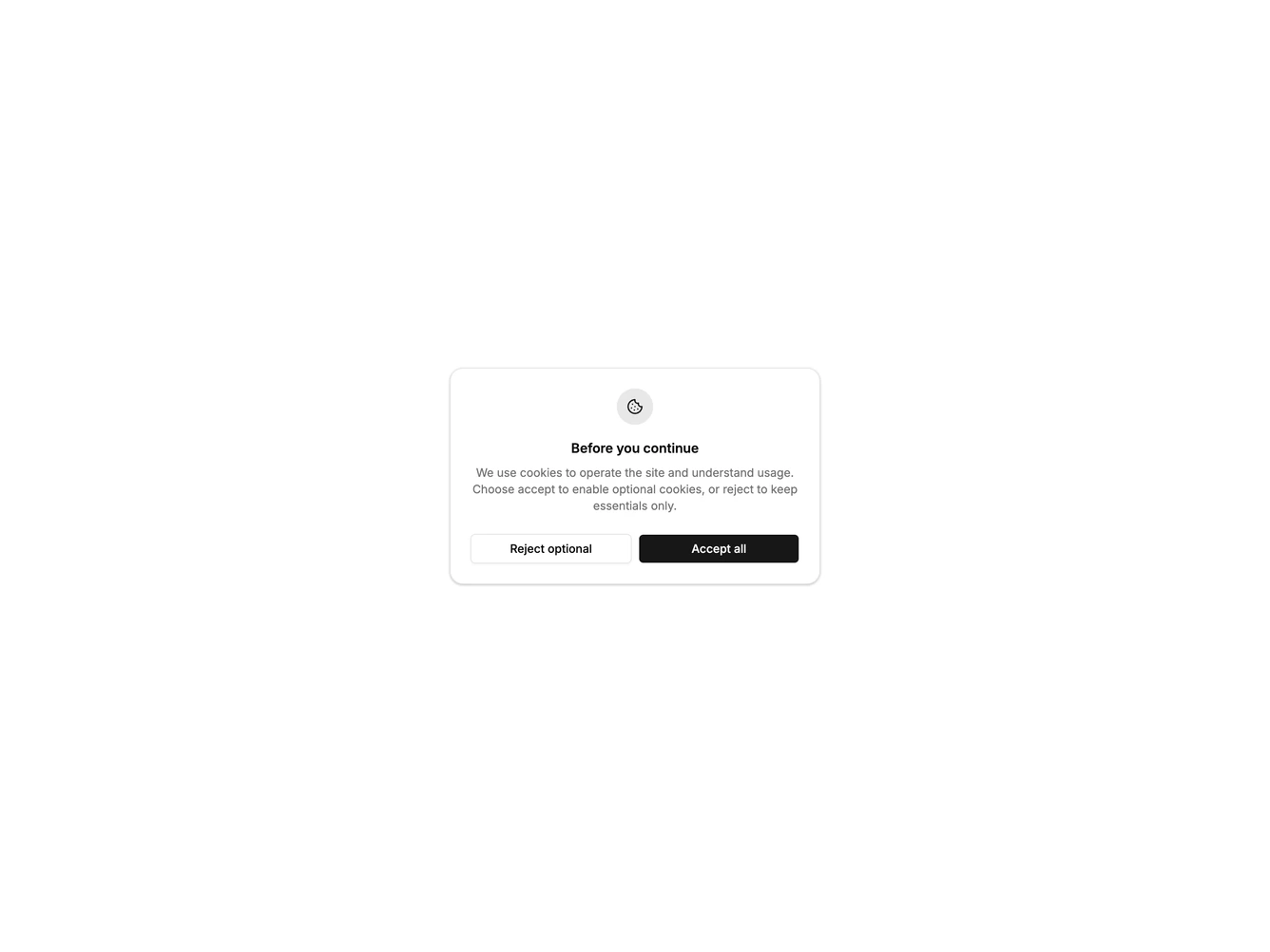 Shadcn Cookie Banner 17 - Simple cookie consent dialog
