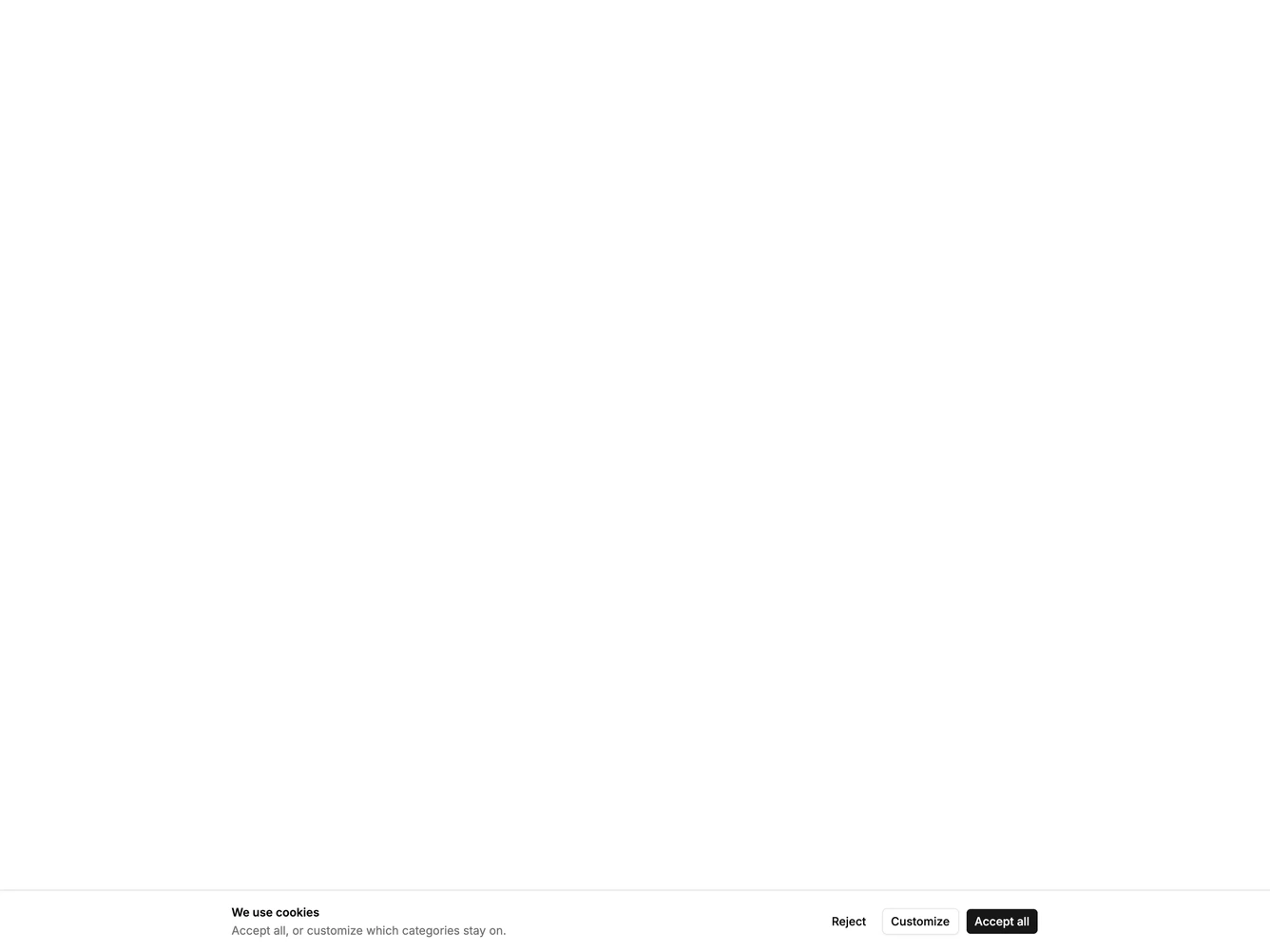 Shadcn Cookie Banner 8 - Bottom bar that slides up to customize