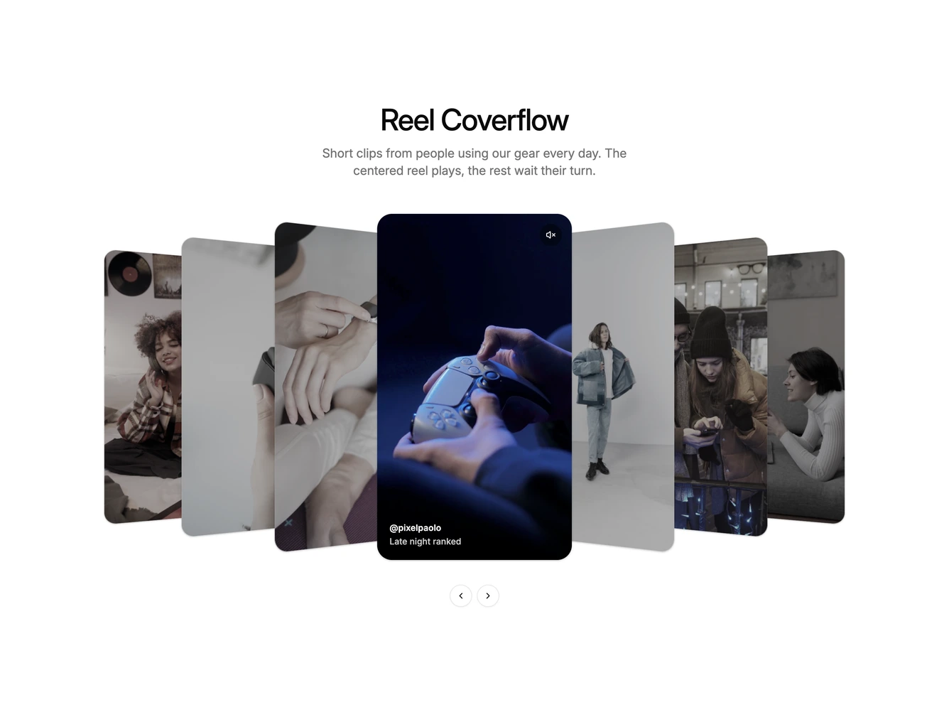 Shadcn Coverflow 13 - Video Reel Cover Flow