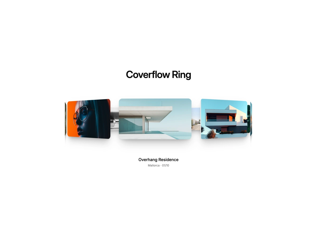 Shadcn Coverflow 4 - Widescreen 3D Image Ring