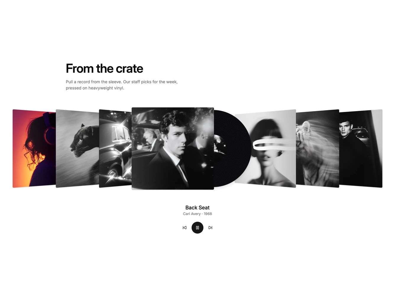 Shadcn Coverflow 7 - Vinyl Record Cover Flow