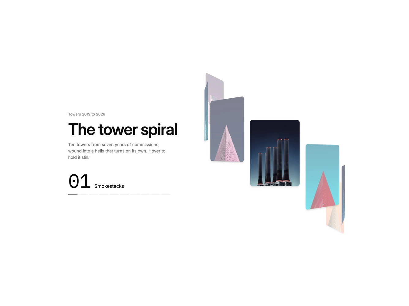 Shadcn Coverflow 9 - Autoplay Tower Helix