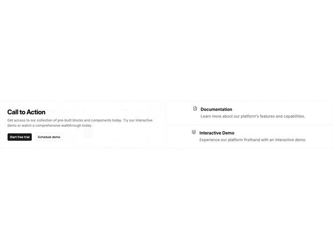 Shadcn Cta 32 - Two-column call to action with pattern panel and icon links
