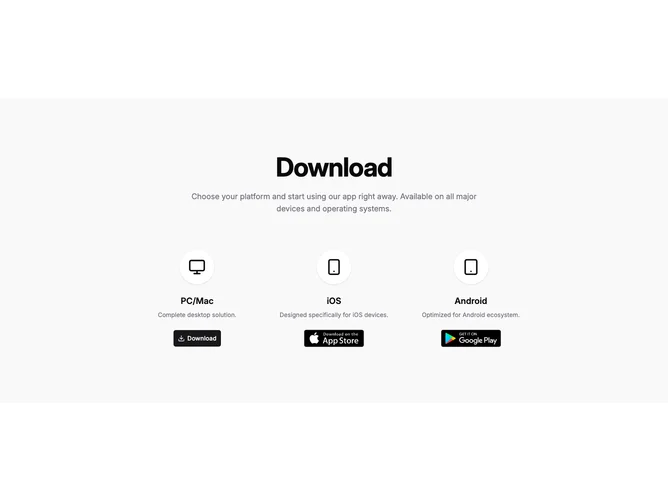 Shadcn Download 2 - Minimal three-column downloads
