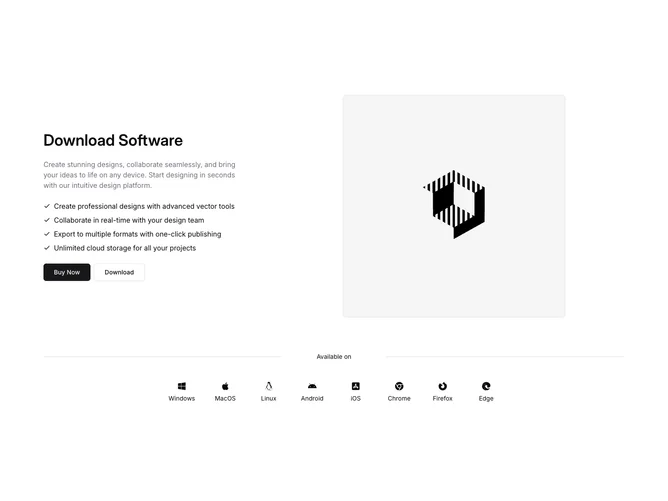 Shadcn Download 9 - Split software pitch with platform availability strip