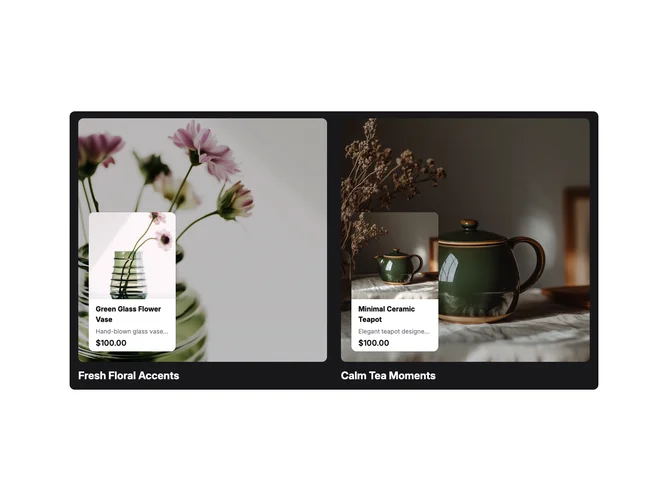 Shadcn Ecommerce Hero 1 - Carousel With Paired Product Cards