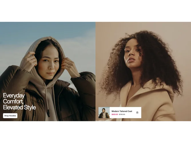 Shadcn Ecommerce Hero 2 - Split Panel Image and Video Hero