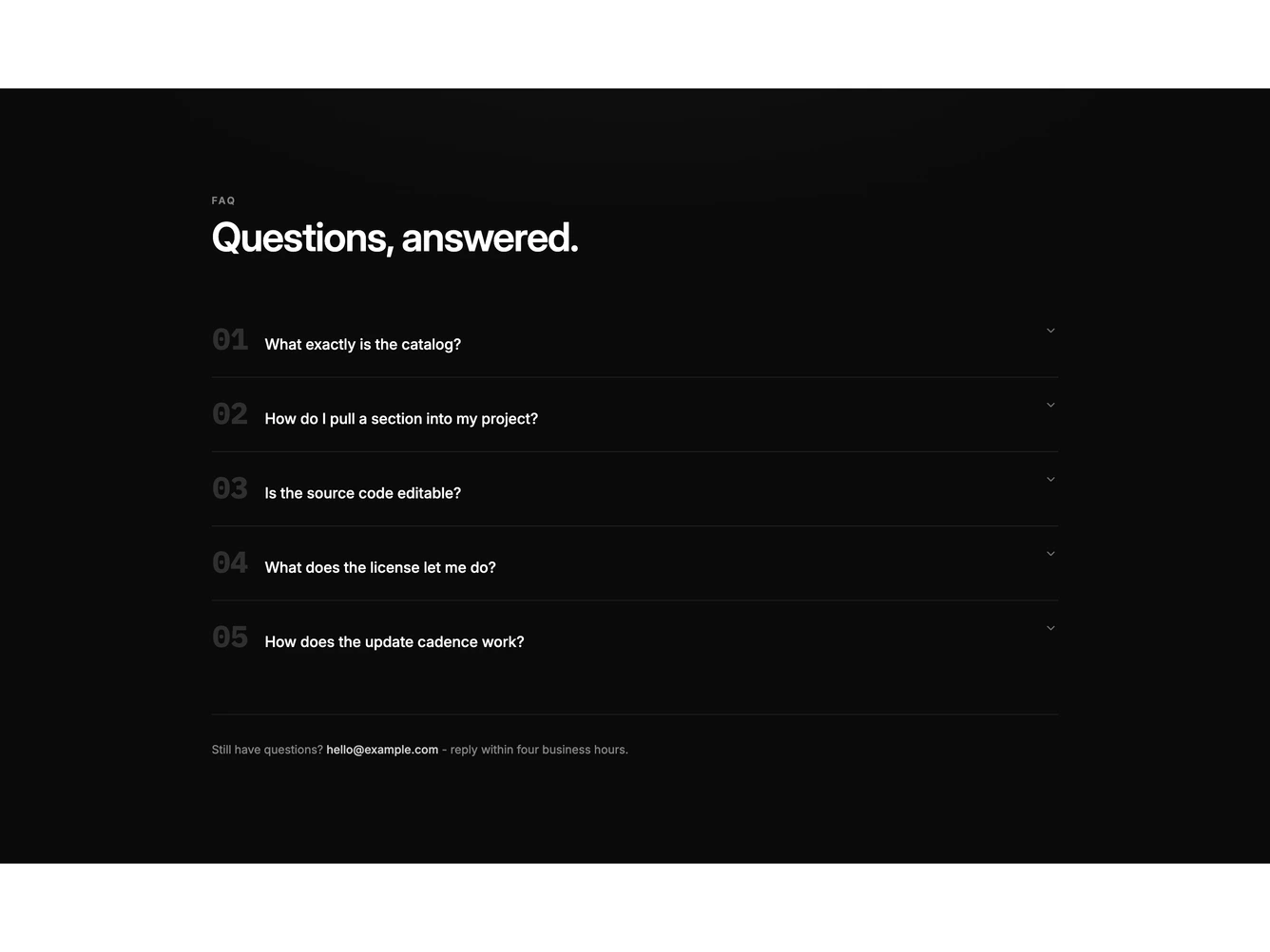 Shadcn Faq 29 block