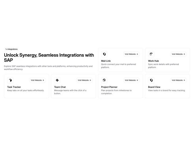 Shadcn Feature 107 - Integration grid with linked cards
