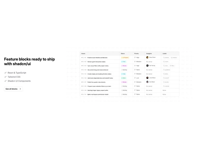 Shadcn Feature 124 - Checklist and CTA beside patterned image column