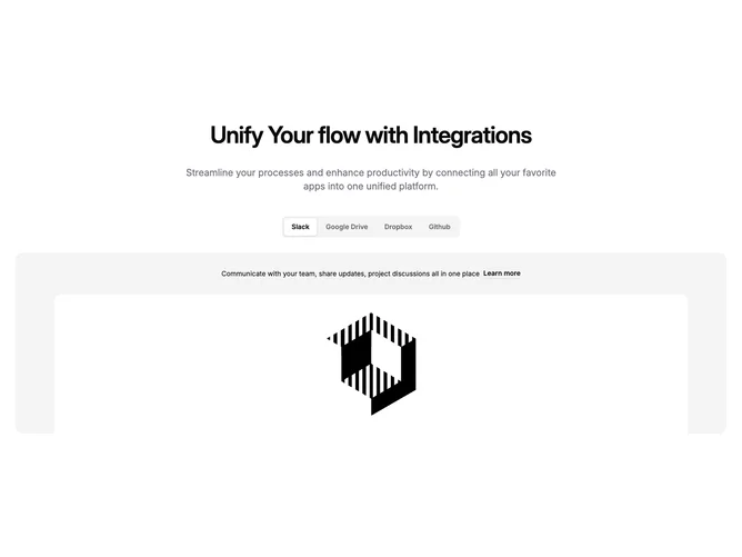 Shadcn Feature 129 - Tabbed integration spotlight with imagery