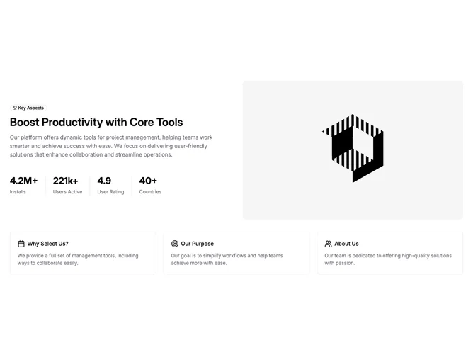Shadcn Feature 136 - Metrics, narrative, and triad of benefit cards