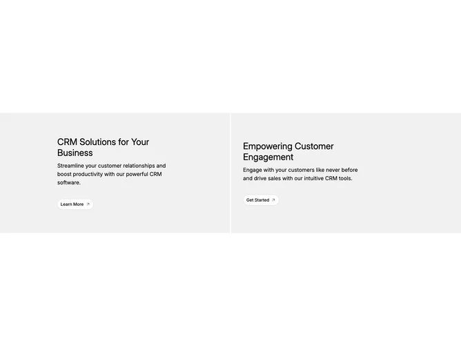 Shadcn Feature 150 - Two-column CRM panels with hover imagery