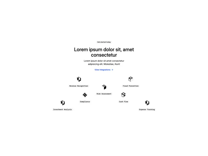 Shadcn Feature 152 - Centered headline with staggered icon badges