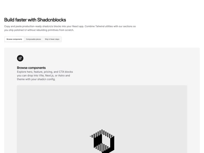 Shadcn Feature 186 - Feature tabs with patterned background and mobile dots