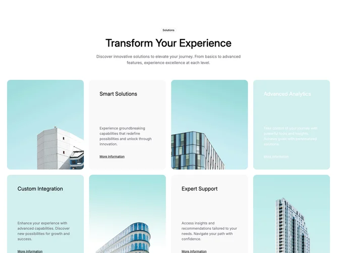Shadcn Feature 206 - Centered header with bento image and text tiles