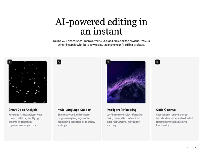 Shadcn Feature 214 - AI headline with video-on-hover carousel