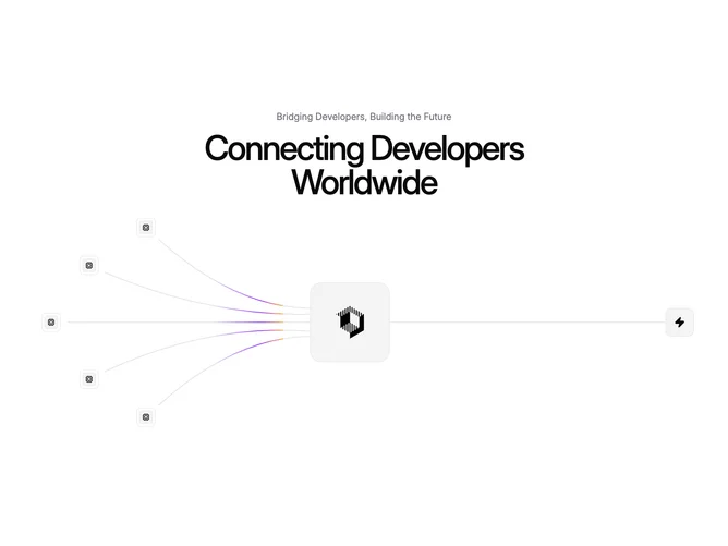 Shadcn Feature 250 - Animated network illustration with linked CPU nodes
