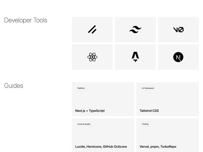 Shadcn Feature 256 - Developer tools grid and guides with spotlight cards