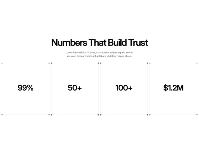 Shadcn Feature 274 - Metrics grid with canvas hover reveals